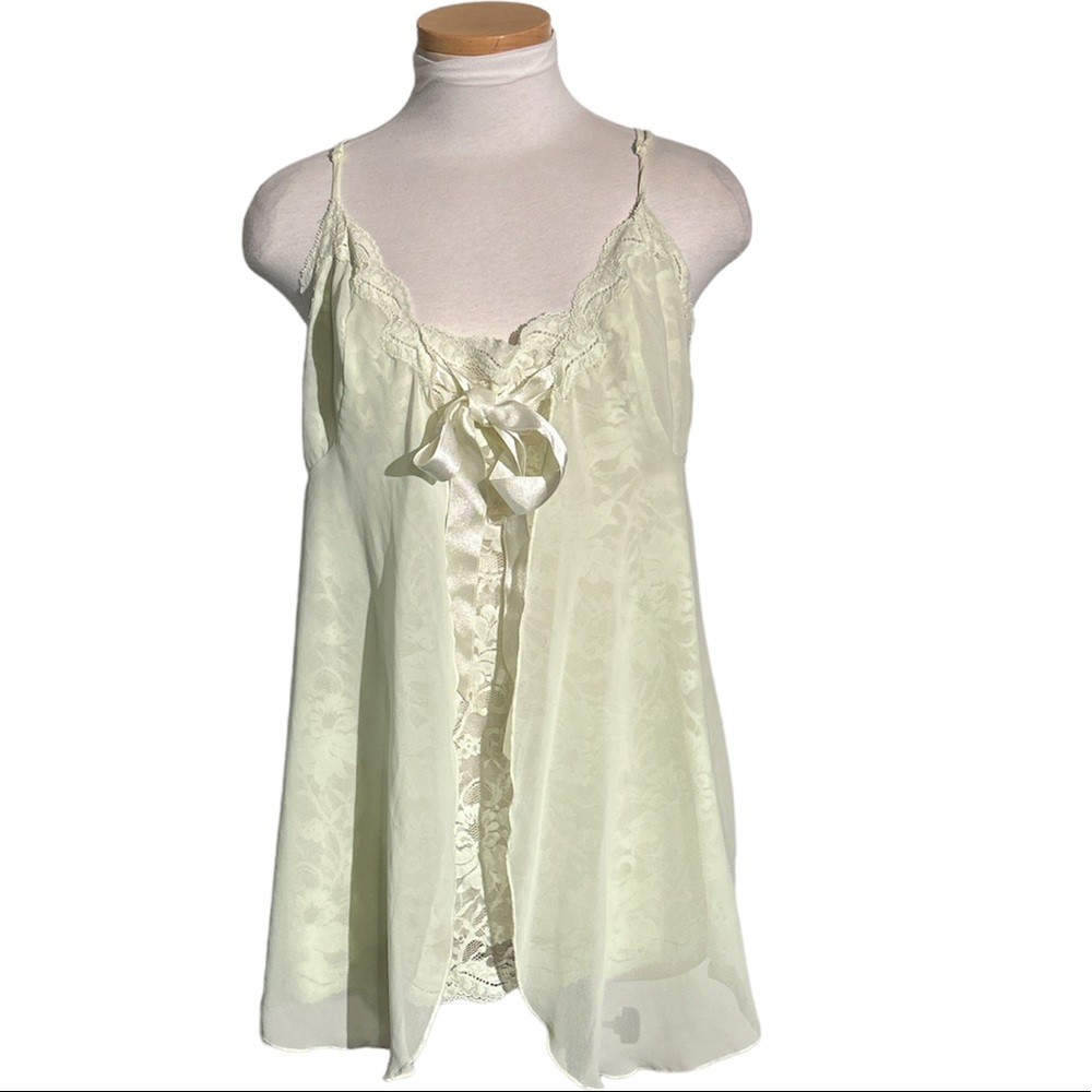 Victoria's Secret Vintage Chiffon and Lace Light Green Slip Dress Size Large